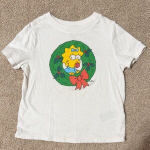 2T Kids White T-Shirt with Maggie (Simpsons) Wreath Design